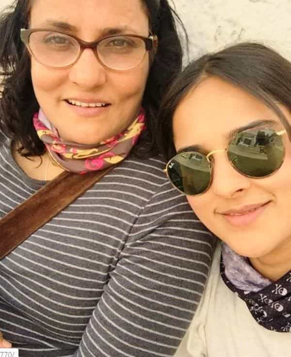 Angira Dhar with her mother