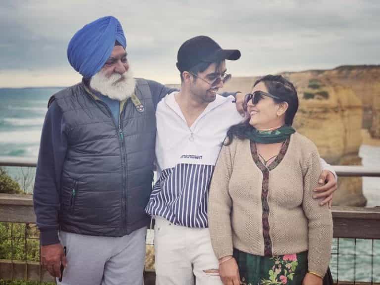 Hardy sandhu with his parents